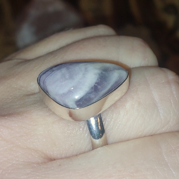 Chevron Amethyst 925 Sterling Silver Ring Size 8.25 - Picture 4 of 5